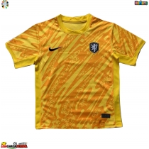 Camisa de Futebol Holanda Goleiro Equipamento Secundário Europeu 2024 Manga Curta